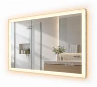 Espejo para baño Relaxdays, 50 x 70 cm, espejo LED con regulador de intensidad, enchufe, antiniebla, IP44, espejo de baño de diseño rectangular, de vidrio