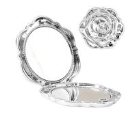 Espejo Plegable - En Forma De Flor, Reflector Con Patrón De Pétalo, Herramienta De Mano De Doble Cara De Gran Aumento | Accesorios De Maquillaje Portátil Para Mujeres Y Niñas, Tocador De Viaje