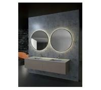 Espejo Redondo Retroiluminado con Marco de Aluminio en Acabado Negro Mate de LedImex - 80 cm