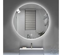 Espejo redondo retroiluminado de 61 cm, espejo de maquillaje impermeable IP67 montado en la pared con luz blanca, ideal para uso doméstico y salón de belleza