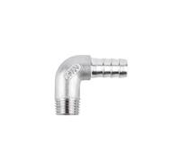 Espiga para manguera roscada Accesorio de suministro agua con codo en ángulo recto 1 pieza, conector pagoda rosca macho, adaptador manguera acero inoxidable 304(12MM*1/2INCH)