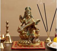 eSplanade Escultura de latón de Saraswati Maa Murti ídolo - 6 pulgadas de altura