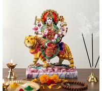 ESPLANADE Maa Durga Mata Rani Murti - Estatua de ídolo para el hogar Mandir - Resina - 10 Pulgadas - Multi