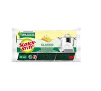 Esponja clásica de celulosa antifrotante Scotch-Brite, 3 piezas, almohadilla de fregar altamente absorbente adecuada para las tareas de limpieza diarias, verde, clásica