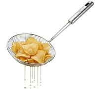 Espumadera araña de Acero Inoxidable - Cuchara Espumadera de malla con mango para uso diario y profesional - Alambre de acero para colar agua o aceite - Colador - Alta resistencia al calor-14cm