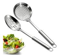 Espumaderas Para Cocina - Cucharón Quitagrasa Con Mango Largo - 2 Piezas Cuchara Colador Metálico,Para Servir Alimentos Calientes, Sopas, Fideos, Pasta, Frituras Y Uso En Cocina