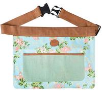 Esschert Design Cinturón de arpillera de yute con estampado de rosas, 46 x 1 x 34 cm, con riñonera, cierre de clip
