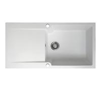 Essebagno Lisse fregadero reversible 1 cubeta grande 1 escurridor en resina blanca
