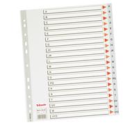 Esselte Separadores 100112 A4 polipropileno gris – pestañas A‑Z, 11 agujeros