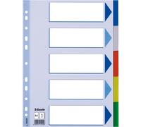 Esselte 15259 separadores de plástico de colores A4 con 5 pestañas (11 agujeros)