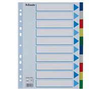 Esselte 15261 separadores de plástico de colores A4 con 10 pestañas (11 agujeros)