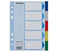 Esselte 15264 - Separadores para carpetas PP con cartulina índice color 5 pestañas DIN A5, Multicolor