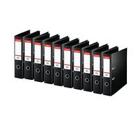 Esselte 320250 - Pack de 10 Archivadores de Palanca Standard, Negro, Lomo de 75 mm, A4, PP, 29 x 7,2 cm, 2 Agujeros, 10 Unidades, Capacidad para 550 Hojas, con Portaetiquetas Personalizable