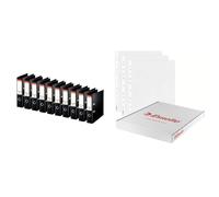 Esselte 320250 - Pack10 Archivadores Palanca, Negro, Lomo de 75 mm, A4, PP, 2 Agujeros, 550 Hojas + Funda multitaladro (16 taladros), A4 caja 100 uds, PP (polipropileno) 100% reciclable, 85µ, 46099