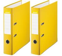 Esselte 42324 - Archivador de Palanca de PP de Plástico Forrado, Tamaño Folio, Amarillo, Anchura Lomo: 75 mm, 1 Unidad, Capacidad de 500 Hojas A4 (Paquete de 2)
