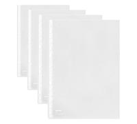 Esselte 46134 - Caja de 100 Fundas Porta Documentos con 30% de Plástico Reciclado, Tamaño Folio, Multitaladro - 16 Agujeros y con Refuerzo, Material PP de Piel de Naranja, Copy-Safe, Transparente