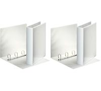 ESSELTE 49704 - Carpeta gama BASICA plástico A4 Maxi con bolsa transparente en portada y lomo 4 anillas Ø 40 mm color blanco (Paquete de 2)