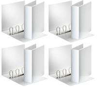ESSELTE 49706 - Carpeta gama BASICA plástico A4 Maxi con bolsa transparente en portada y lomo 4 anillas Ø 60 mm color blanco (Paquete de 4)