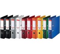 Esselte 624177 - Carpeta de Anillas con Lomo Standard, Pack de 10 Unidades con Colores Surtidos, 80 gr, Multicolor, A4, 2 Agujeros, 7,2 x 31,8 cm, Capacidad 550 Hojas, Etiqueta Intercambiable