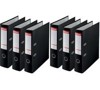 Esselte 624294 - Archivador De Palanca Essentials A4 Con Cubierta PP 30% Reciclado, 500 Hojas De Capacidad, Portaetiquetas Intercambiable, Borde Reforzado, Mecanismo Estándar, Pack De 3, Color Negro