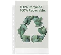 Esselte 628214 - Funda A4 Recycle De Polipropileno 100% Reciclado, 70 Micras, Superficie Mate Rugosa, Apertura Superior, Tira Multiperforada, Bolsa De 20 Unidades, Formato A4 Maxi, Color Transparente