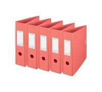 Esselte Archivador A4, 5 unidades, capacidad de 500 hojas, ancho de lomo de 82 mm, peso ligero A4 para el hogar y la oficina, organizador de escritorio, serie Colour'Breeze, coral, 628427