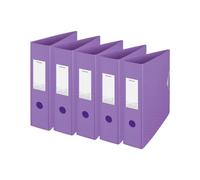 Esselte Archivador A4, 5 unidades, capacidad de 500 hojas, ancho de lomo de 82 mm, peso ligero A4 para el hogar y la oficina, organizador de escritorio, serie Colour'Breeze, color lavanda, 628428