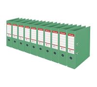 Esselte, Archivadores de palanca A4 N°1, Verde, Espalda de 75 mm, Plástico, Lote de 10, Gama Colour'Breeze, 626505