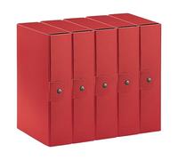 Esselte C28 Eurobox 390328160 - Carpeta proyectos para archivar, cierre con botón, 25 x 35 cm, lomo 8 cm, rojo, paquete de 5 unidades