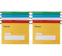 Esselte Carpeta colgante reforzada, Tamaño A4, Cartón kraft reciclado, Visor de plástico transparente, Colores surtidos, Classic, 93042, Caja de 10 (Paquete de 2)