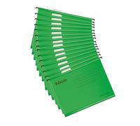 Esselte Carpetas Colgantes A4 Reforzadas, 15 Unidades, Fabricadas con Cartón 100% Reciclado, Pestañas y Divisores Integrados, Ideal para tu Oficina, Casa o Escuela, Color Verde
