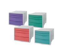 Esselte Colour Breeze Fichero de Cajones de Sobremesa, Colores Surtidos, Set de 4