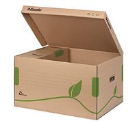 Esselte Contenedor de archivo ecológico con tapa superior, ideal para Esselte Cajas de archivo Eco A4, 5 x 80 mm/4 x 100 mm, caja de transporte, cartón ondulado 100% reciclado y reciclable, marrón natural, 623918