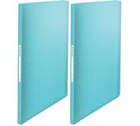 Esselte Cuaderno A4 con 60 Fundas de Plástico, Capacidad para 120 Hojas, Presentación y Almacenamiento de Documentos, Casa/Oficina, Patrón en Relieve, Gama Colour'Breeze, Azul, 626232 (Paquete de 2)