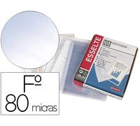Esselte Funda Multitaladro Folio PVC Cristal 80 mc con Refuerzo, 100 unidades