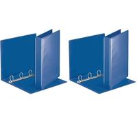 Esselte Group 49700 Essentials - Archivador para presentación (con anillas personalizable, A4, capacidad para 140 hojas, cartón recubierto de polipropileno, anillas 30 mm), color azul (Paquete de 2)