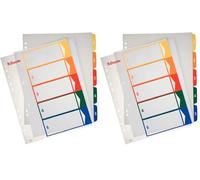 Esselte Índices Proyectos Imprimibles, Tamaño A4 maxi, 5 pestañas, Multicolor, 100211 (Paquete de 2)