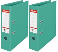 Esselte No.1 Archivador de Palanca, Capacidad 500 hojas, Lomo de 75mm, Carpeta A4 Ligera y Resistente, Casa y Oficina, Diseño en Relieve, Gama Colour'Breeze, Verde, 626505 (Paquete de 2)