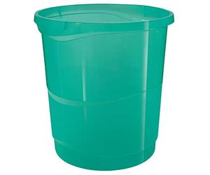 Esselte Papelera de 14L Apilable de Plástico, Contenedor para Basura y Reciclaje, Casa y Oficina, Diseño en Relieve, Gama Colour'Breeze, Verde, 626290