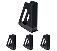 Esselte Revistero A4, Archivador de Escritorio para Catálogos, Folletos, Papeles y Carpetas, Plástico Resistente, Modelo VIVIDA, Negro, 628220 (Paquete de 4)