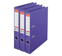 Esselte VIVIDA 624287 - Archivador de palanca A4, lomo de 50 mm, capacidad de 250 hojas, cubierta de plástico, archivos y carpetas, color violeta, paquete de 3