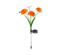 Estaca solar al aire libre 42cm ramificación para diseño de pétalos al aire | Redondeado para racimos de pétalos, brillo LED cálido, 42 cm de altura, funciona con energía solar, no requiere cableado