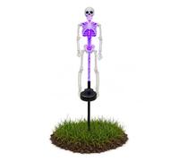 Estaca solar de esqueleto para patio, luz LED púrpura que brilla para | Estaca de esqueleto solar de plástico impermeable para decoración de jardín, patio, Halloween, encendido/apagado automático