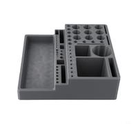Estación de atado de moscas organizador de herramientas de plástico para bobinas, ganchos y tijeras, organizador de almacenamiento gris 18 x 18 cm