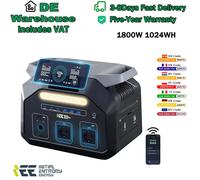 Estación de Energía Portátil IEE P1800, Generador Solar de 1800W, Batería LiFePO4 de Grado EV de 1024wh, 11 Puertos de Salida, Banco de Energía de 220V y 3600W de Potencia Máxima 1800W 1024Wh