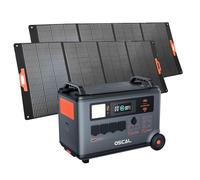 Estación de energía portátil OSCAL PM3600+2*PM400, Batería de respaldo doméstica LFP 3600Wh, Carga completa 1.2H, Generador solar para camping, autocaravana, con 2 paneles solares 400W