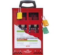Estación de permisos de bloqueo y etiquetado Redbox™ B810 ABUS, con soporte mural