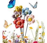 Estación de Riego Mariposas 5 Piezas Decorativas Cerámicas En Forma De Flor | Bebedero Para Polinizadores para el Colibrí al Aire Libre el Patio Trasero Patio Interior Césped y Granja un Parque
