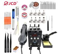 Estación de Soldadura 2 en 1 JCD 8586 con Pantalla LED Digital, Pistola de Aire Caliente SMD, Soldador Eléctrico 220V, Juego de Herramientas de Reparación y Soldadura ESD 8586 KIT7