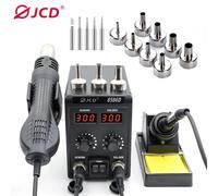 Estación de soldadura JCD 8586D Estación de soldadura de pistola de aire caliente 2 en 1 con 2 pantallas digitales, modo de suspensión de 10 minutos para retrabajo SMD 220V 8586 KIT5
